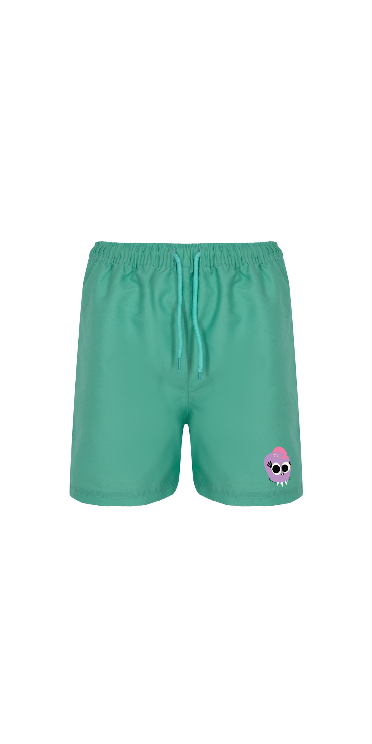Mint Green, UPF 50+ Swim Shorts | Personalized Character & Name | Recycled Fabric
