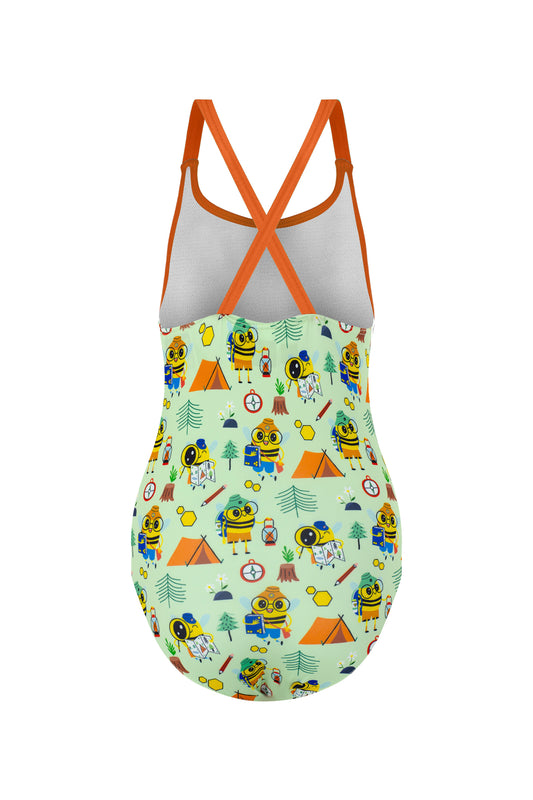 One Piece with Orange Cross Straps | UPF 50+ | Recycled Fabric