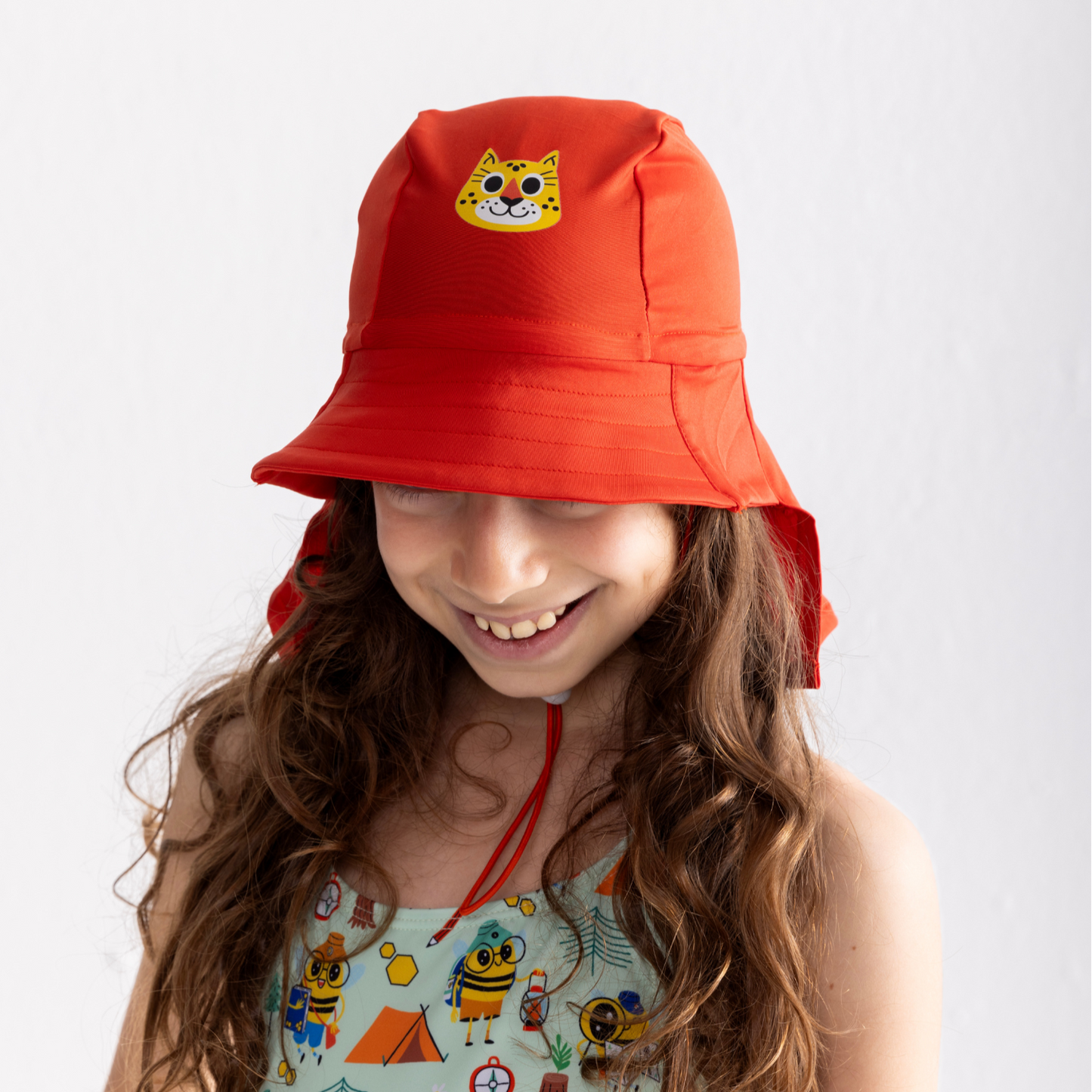 Pink UPF 50+ Sun Protection Hat | Personalized Character & Name | Recycled Fabric