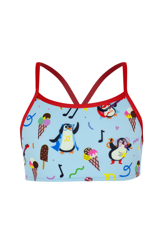 Sporty Bikini Top with Red Straps | UPF 50+ | Recycled Fabric