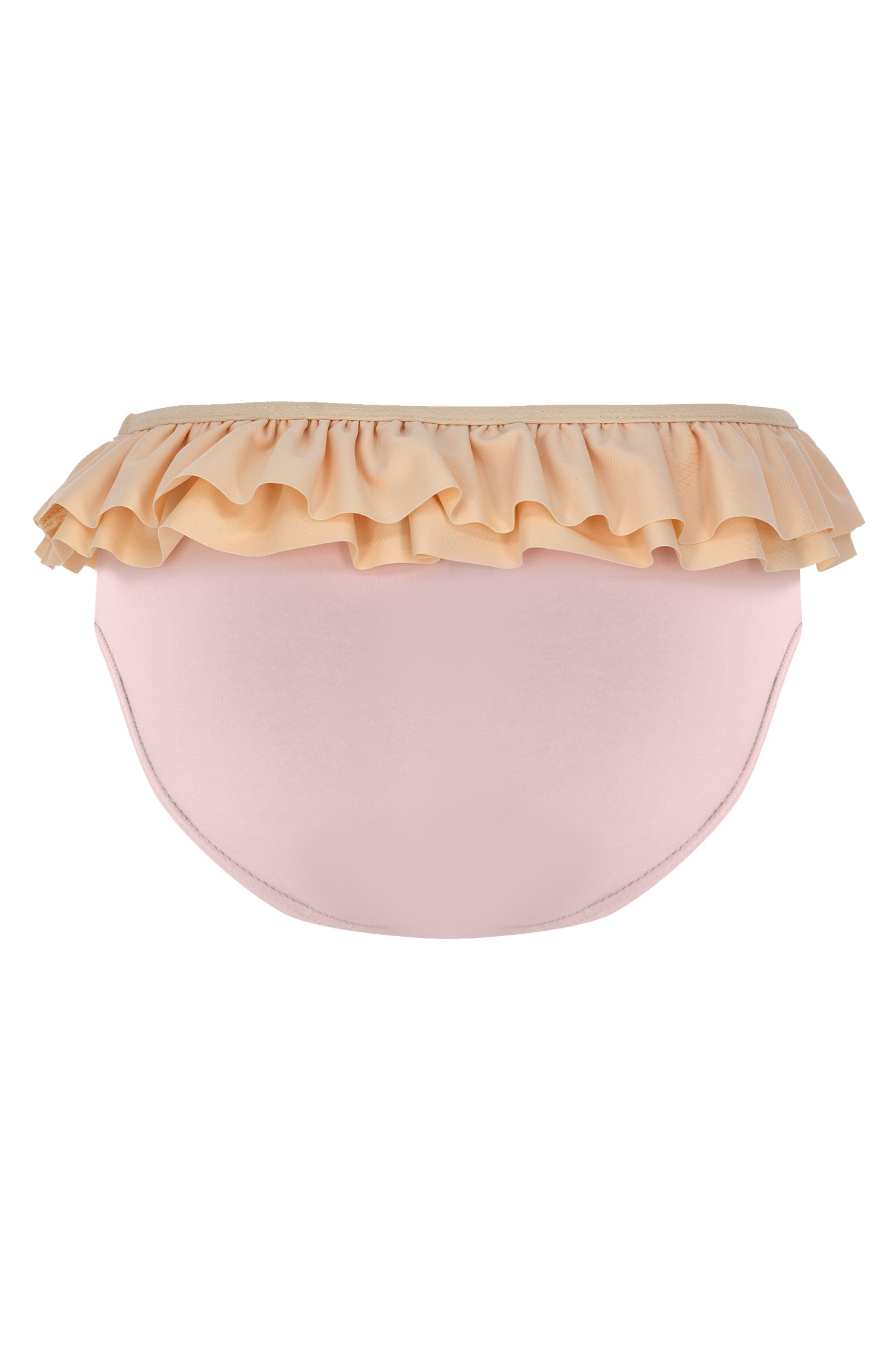 Pink and Beige Bikini Bottom with frills & UPF 50+ & Recycled Fabric